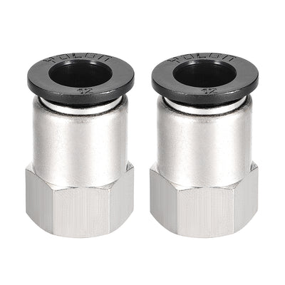 uxcell Uxcell Push to Connect Tube Fitting Adapter 12mm Tube OD x 1/4PT Female Straight 2pcs
