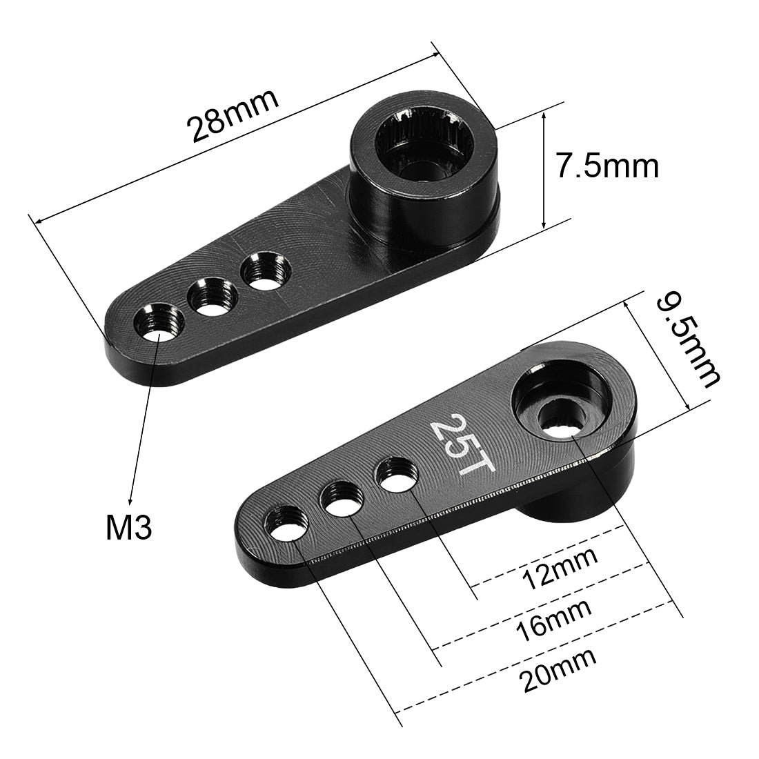 uxcell Uxcell 2PCS RC Products 25T Aluminum Servo Horn for RC Hobby Model Truck Buggy Futaba - Black