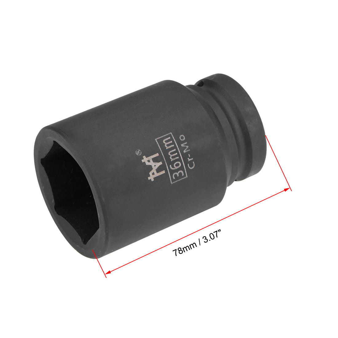 uxcell Uxcell Drive by Deep Impact Socket, 6-Point, Cr-Mo Alloy Steel, Metric