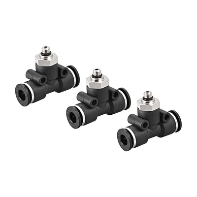 uxcell Uxcell Plastic Tee Push To Connect Tube Fittings 6mm Tube OD x M5 Male Thread Push Lock 3pcs
