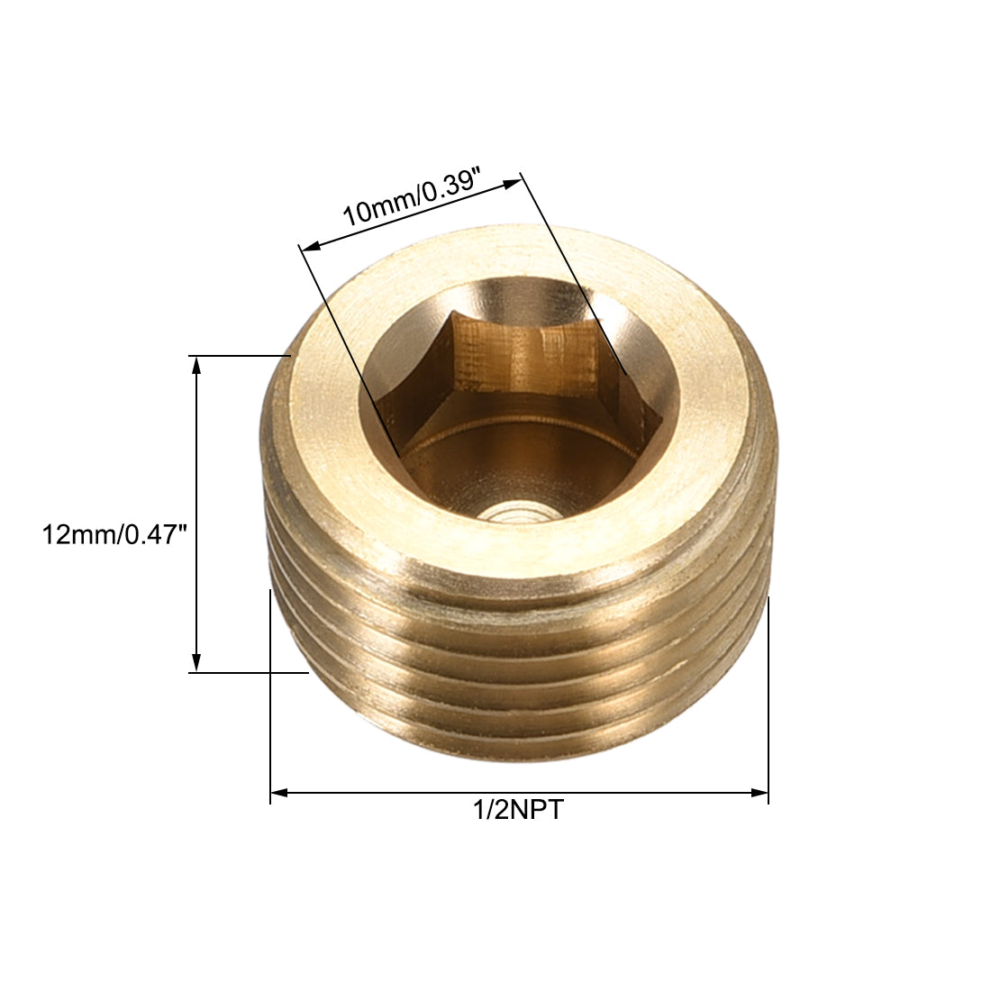 Uxcell Uxcell Hex Countersunk Plug - Stainless Steel Pipe Fitting 1/4NPT Male Thread Socket Pipe Adapter Connector