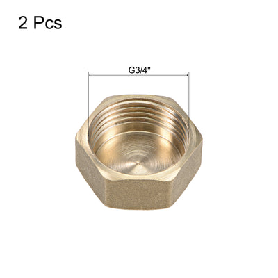 Harfington Uxcell 3/4 Inch Brass Cap 2pcs G3/4 Female Pipe Fitting Hex Compression Stop Valve Connector 13x30mm