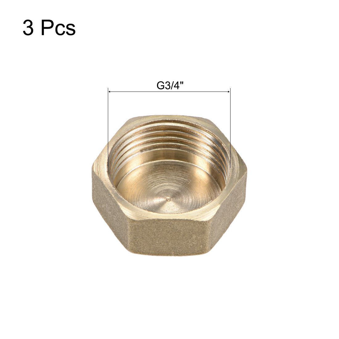uxcell Uxcell 3/4 Inch Brass Cap 3pcs G3/4 Female Pipe Fitting Hex Compression Stop Valve Connector 13x30mm