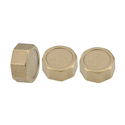 Harfington Uxcell 1-Inch Brass Cap 3pcs G1 Female Pipe Fitting Hex Compression Stop Valve Connector