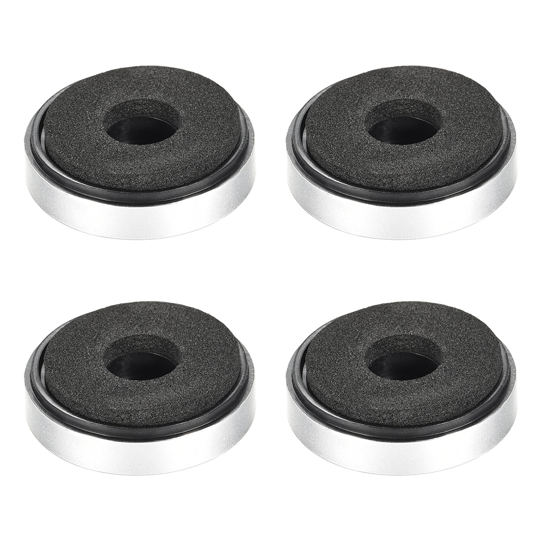 uxcell Uxcell 4 Pcs D30xH8mm Plastic Feet Anti-Vibration Base Pad Stand for Speaker Guitar Amplifier HiFi Silver Tone