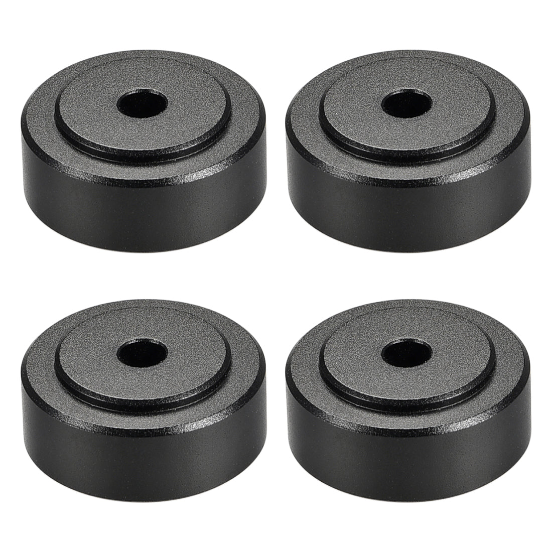 uxcell Uxcell 4 Pcs D20xH8mm Aluminum Feet Anti-Vibration Base Pad Stand with Rubber O Ring for Speaker Guitar Amplifier HiFi Black