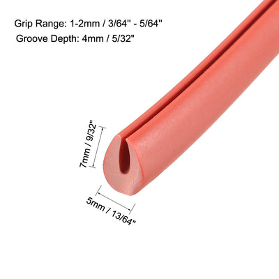 Harfington Uxcell Edge Trim U Seal Red PVC Fits 3/64"- 5/64"Edge 10 Feet Length
