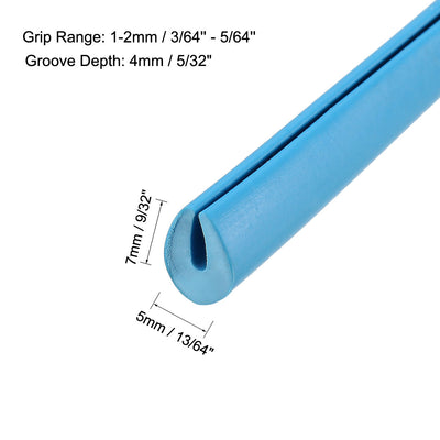 Harfington Uxcell Edge Trim U Seal Blue PVC Fits 3/64"- 5/64"Edge 20 Feet Length