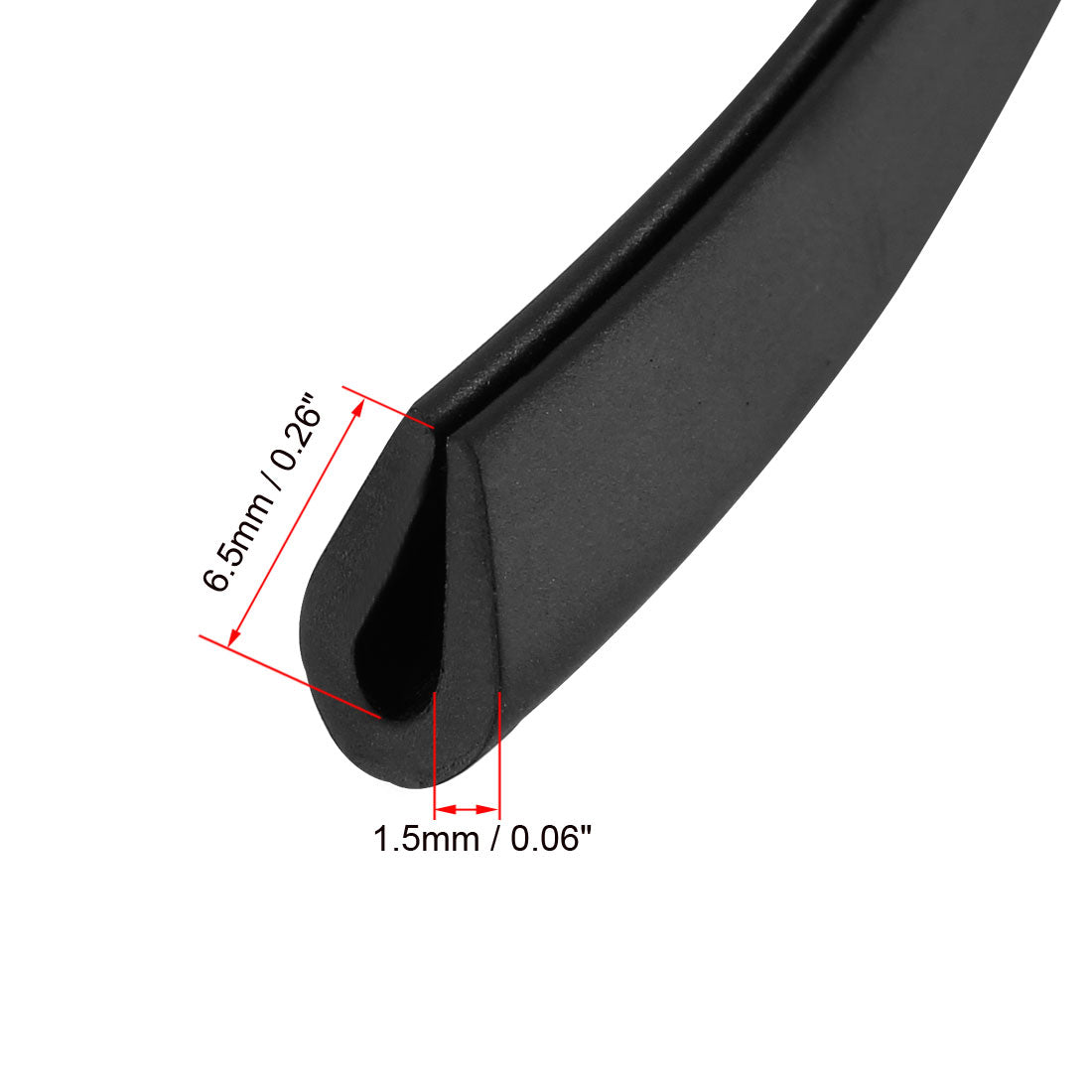 uxcell Uxcell Edge Trim U Seal Black PVC Fits 3/64"- 5/64"Edge 20 Feet Length