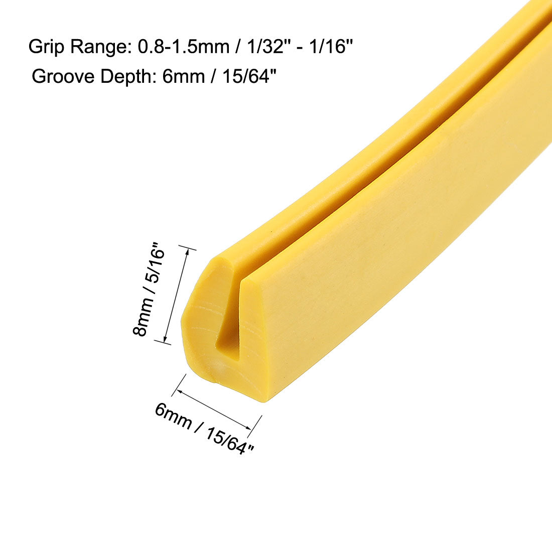 uxcell Uxcell Edge Trim U Seal Yellow PVC Fits 1/32"- 1/16"Edge 30 Feet Length