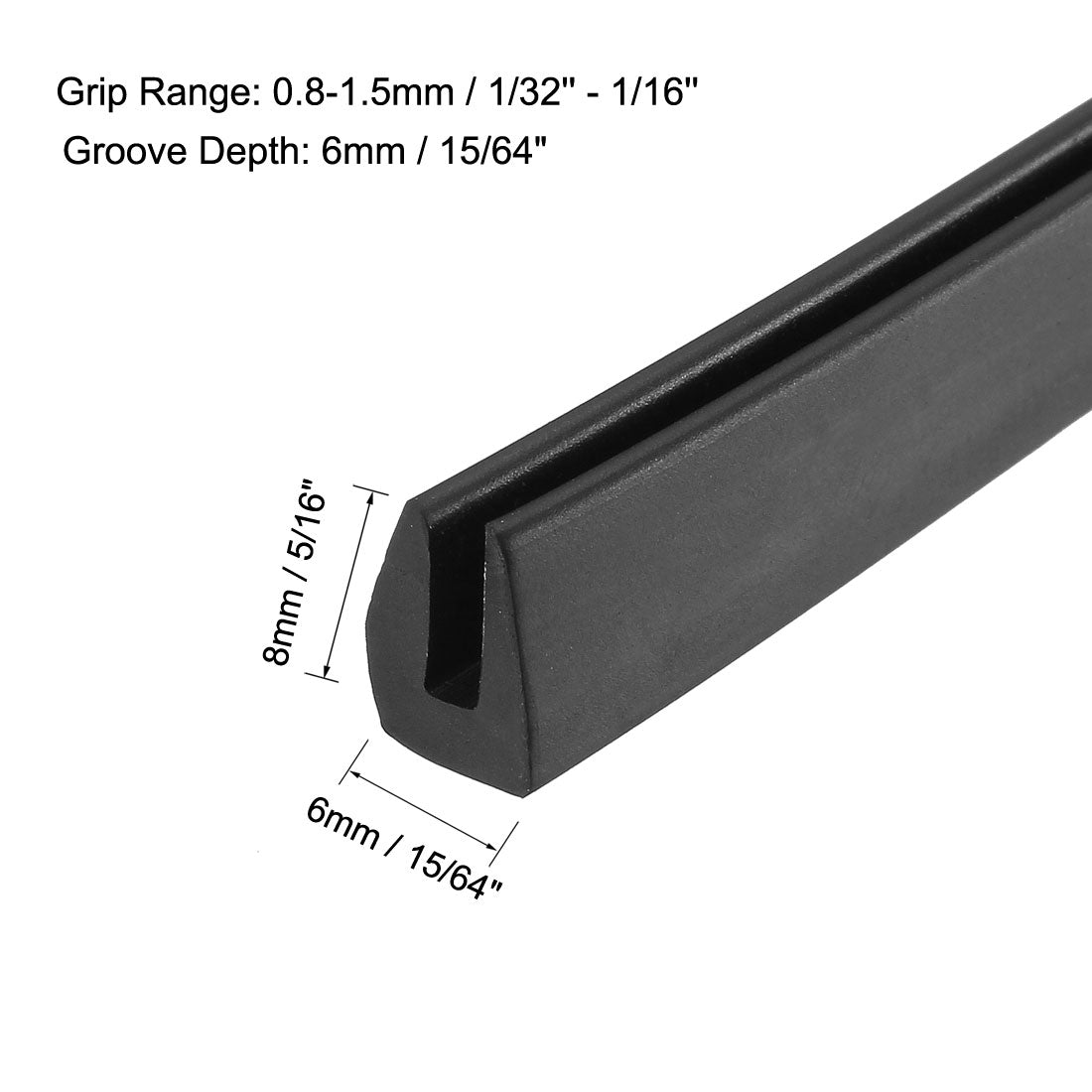 uxcell Uxcell Edge Trim U Seal Black PVC Fits 1/32"- 1/16"Edge 10 Feet Length