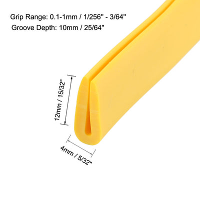 Harfington Uxcell Edge Trim U Seal Yellow Rubber Fits 1/256"- 3/64" Edge 10 Feet Length