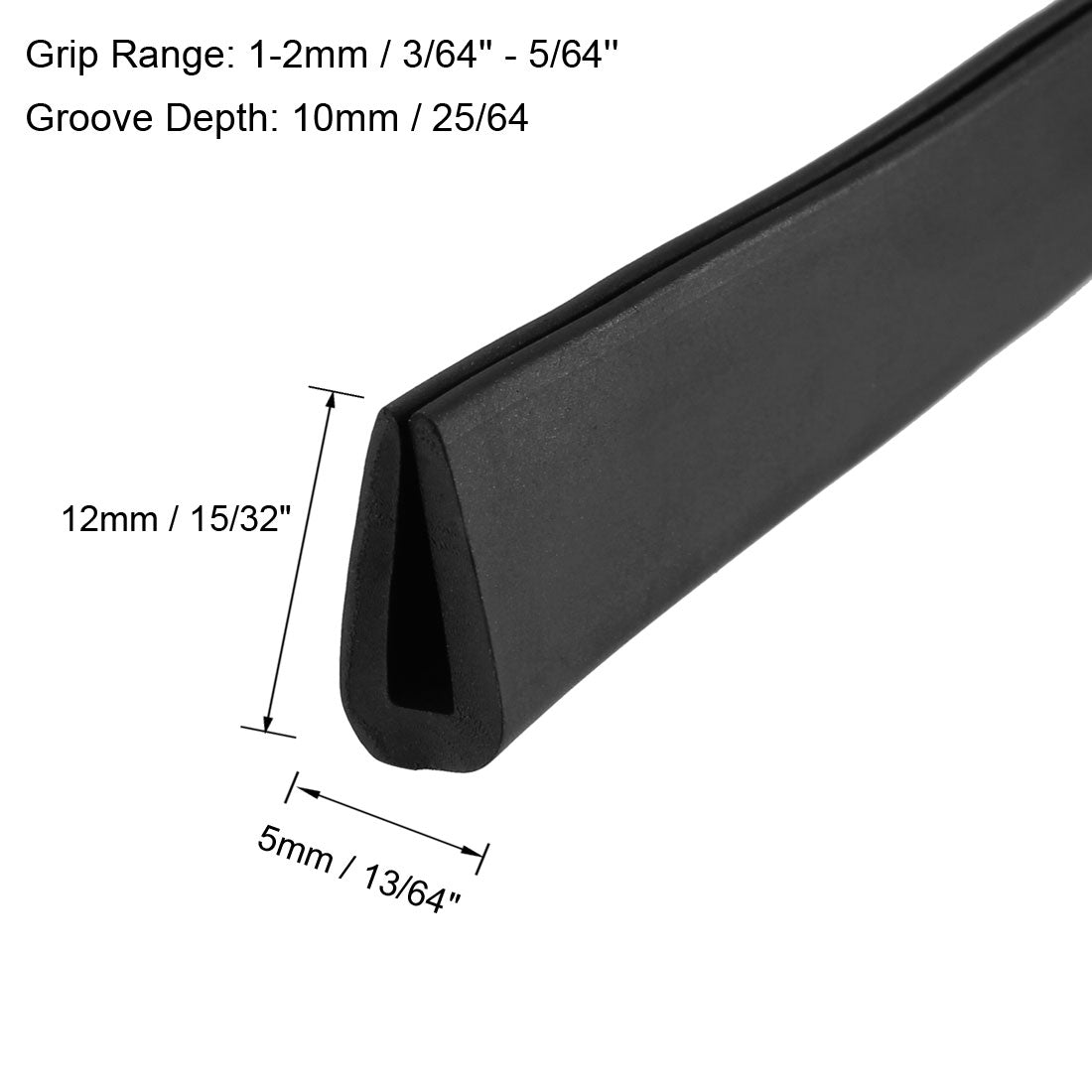 uxcell Uxcell Edge Trim U Seal Black PVC Fits 3/64"- 5/64"Edge 10 Feet Length 15/32"Height