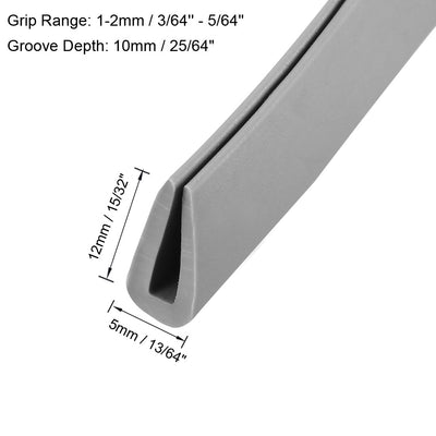 Harfington Uxcell Edge Trim U Seal Grey PVC Fits 3/64"- 5/64"Edge 30 Feet Length 15/32"Height
