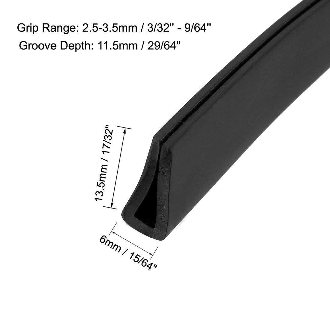 uxcell Uxcell Edge Trim U Seal Black Rubber Fits 3/32"- 9/64"Edge 10 Feet Length