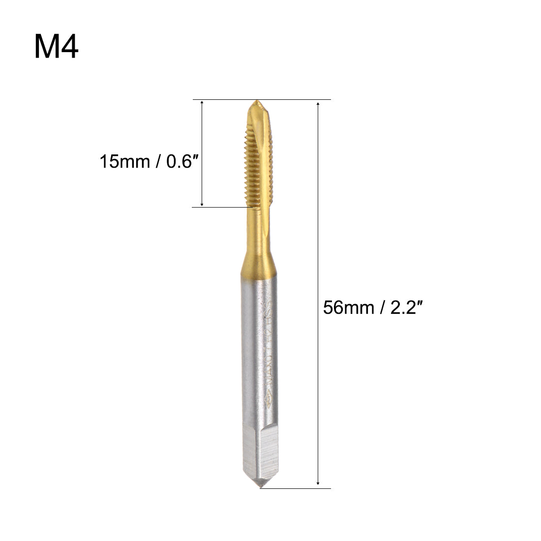 uxcell Uxcell Spiral Point Threading Tap M4 Thread 0.7 Pitch Titanium Coated HSS 2pcs