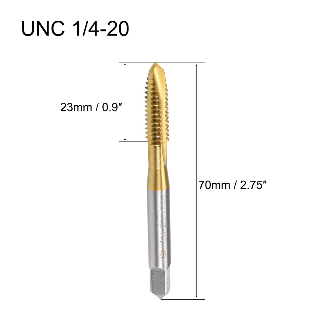 uxcell Uxcell Spiral Point Threading Tap 1/4-20 UNC Thread Pitch Titanium Coated HSS