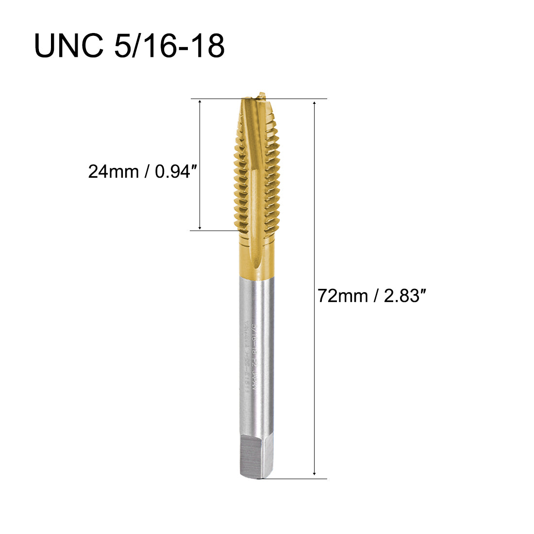 uxcell Uxcell Spiral Point Threading Tap 5/16-18 UNC Thread Pitch High Speed Steel 2pcs
