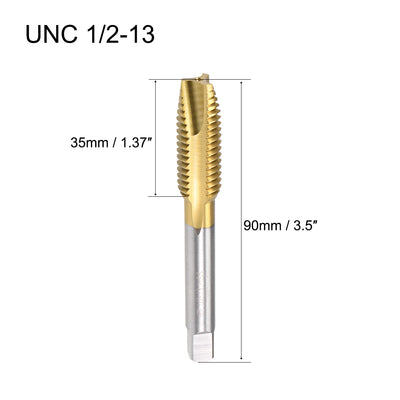 Harfington Uxcell Spiral Point Threading Tap 1/2-13 UNC Thread Pitch Titanium Coated HSS