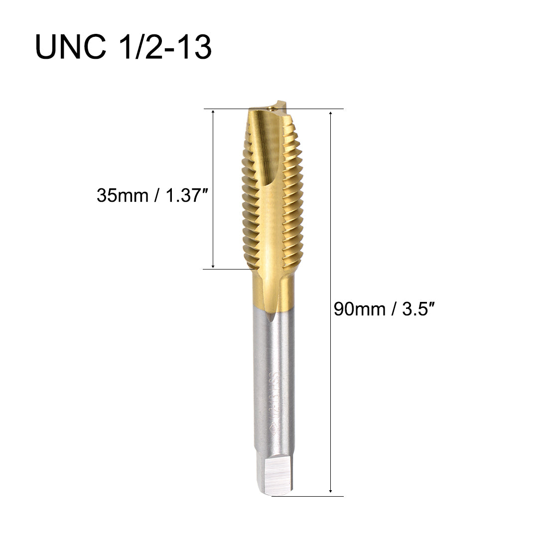 uxcell Uxcell Spiral Point Threading Tap 1/2-13 UNC Thread Pitch Titanium Coated HSS 2pcs