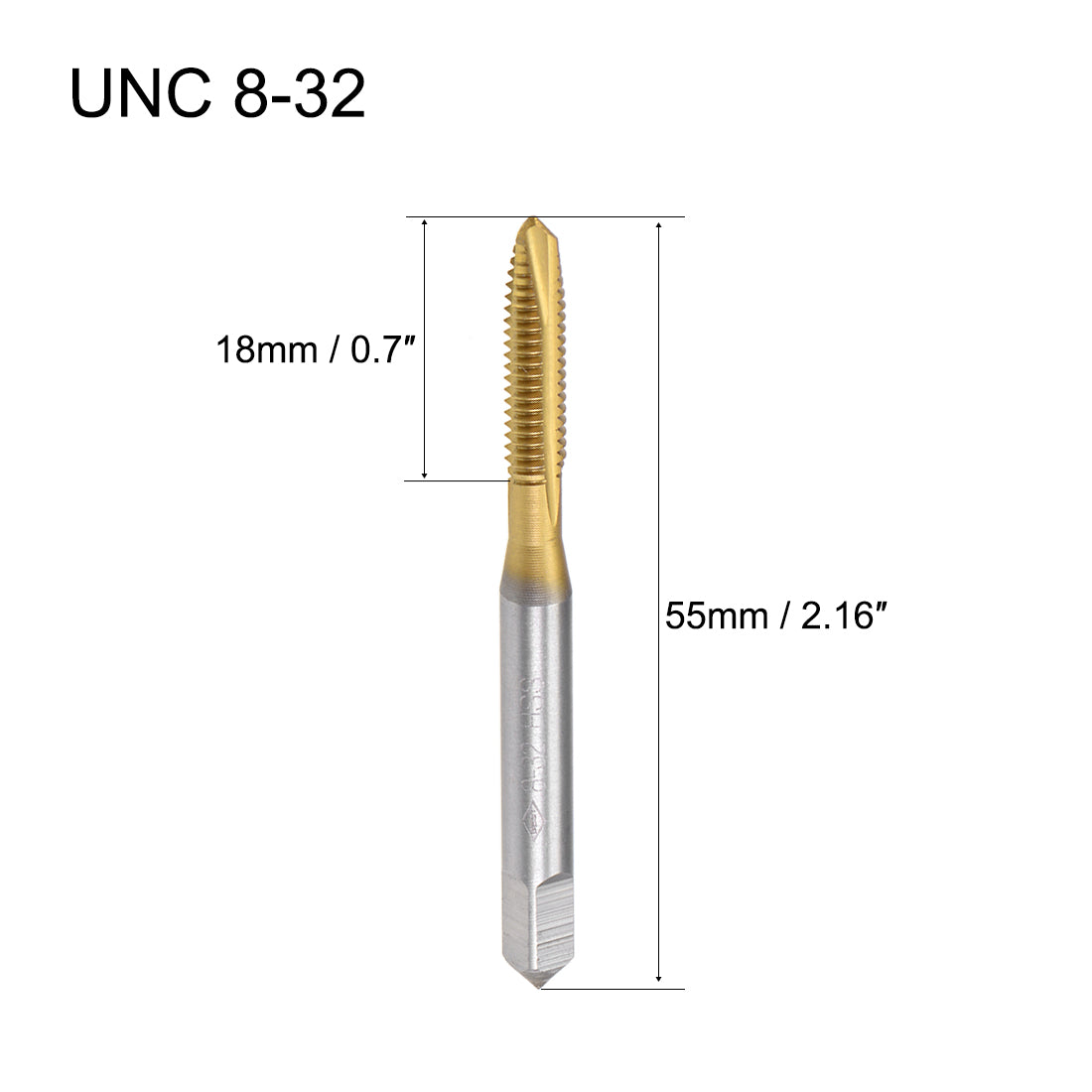uxcell Uxcell Spiral Point Threading Tap 8-32 UNC Thread Pitch Titanium Coated HSS