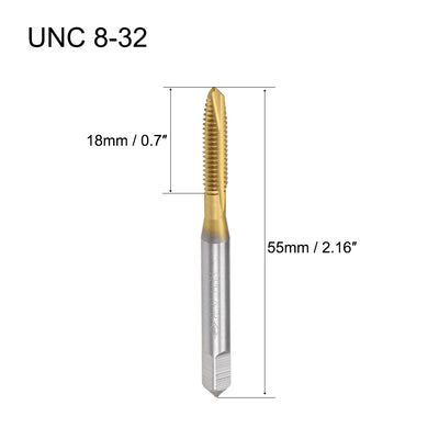 Harfington Uxcell Spiral Point Threading Tap 8-32 UNC Thread Pitch Titanium Coated HSS 2pcs
