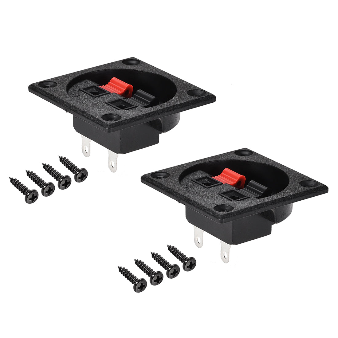 uxcell Uxcell 2 Ways Spring Speaker Terminal Clip Push Release Connector Audio Cable Terminals Strip Block Black Red WP2-7 2Pcs