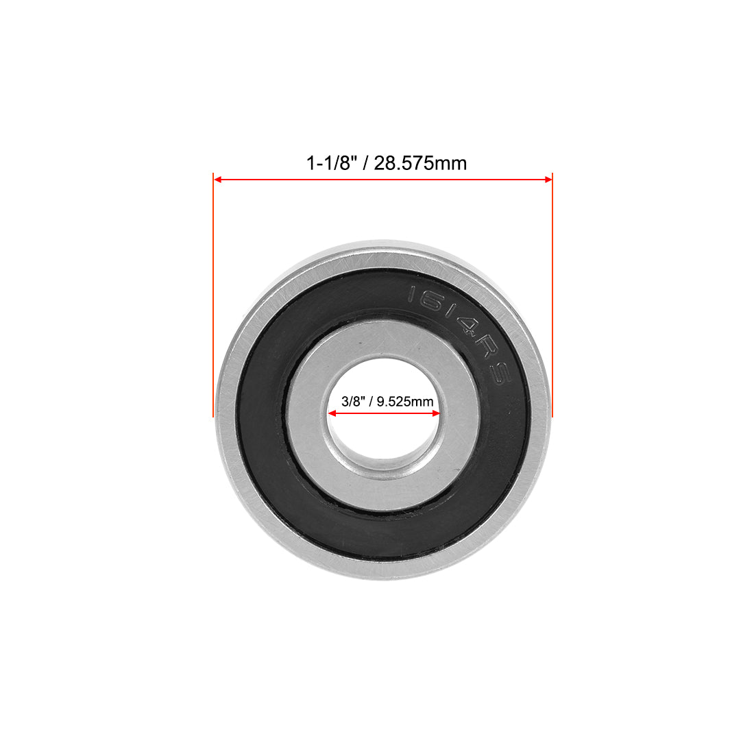 Uxcell 1614ZZ Deep Groove Ball Bearings, 10 Pack, 3/8" X 1-1/8" X 3/8", Shielded, ABEC-1 Z2