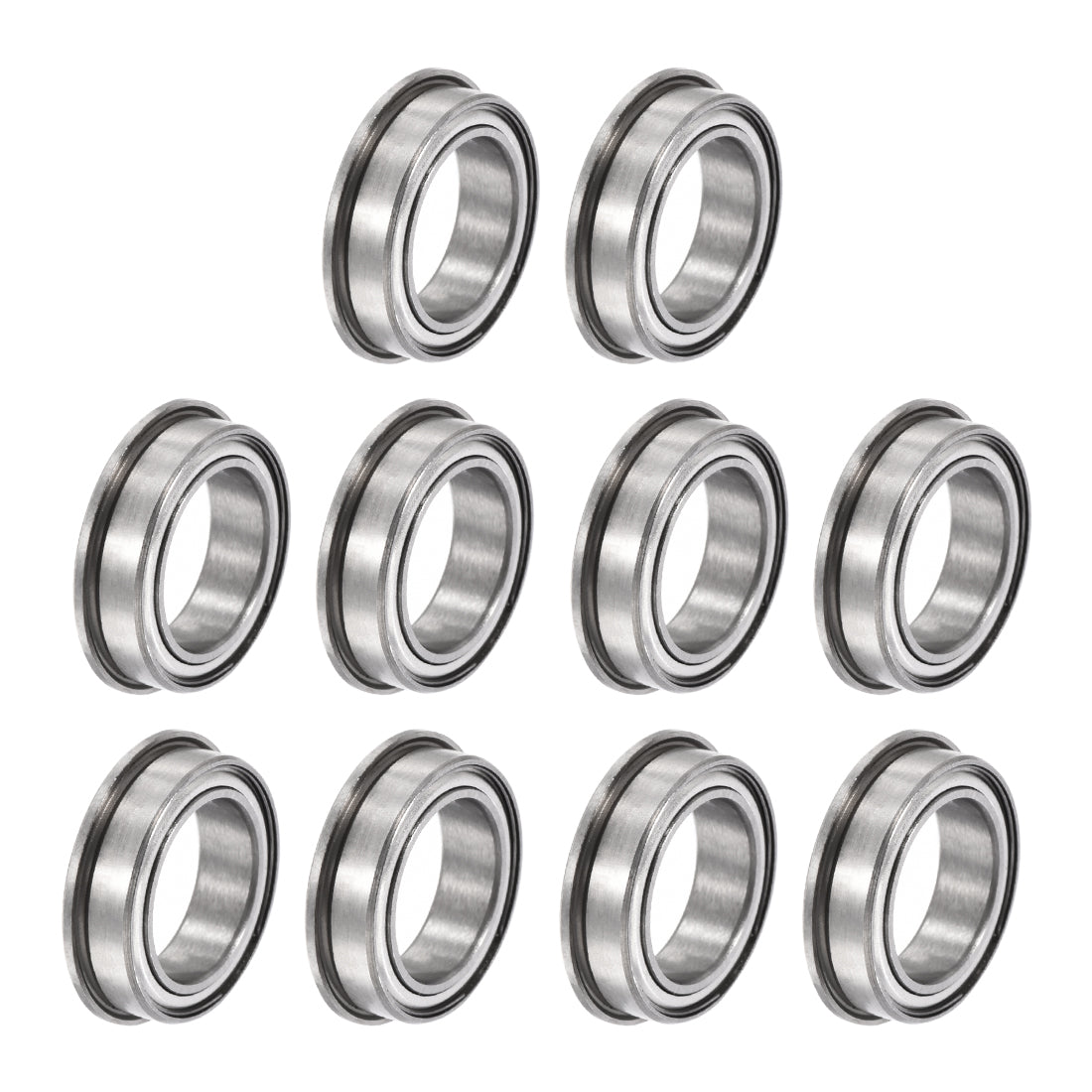 uxcell Uxcell F6700ZZ Flange Ball Bearing 10mmx15mmx4mm Double Metal Shielded (GCr15) Chrome Steel Bearings 10pcs