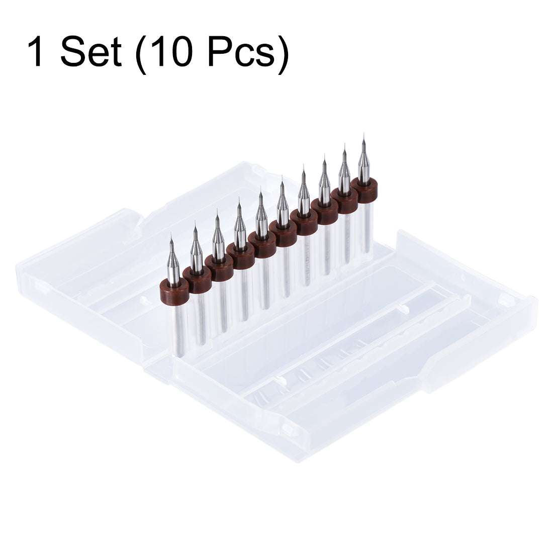 Uxcell Uxcell 1Set (10Pcs) 0.1mm Carbide CNC Engraving Circuit Board Micro PCB Drill Bits