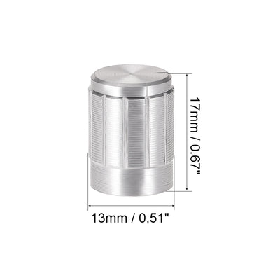 Harfington Uxcell 3pcs Potentiometer Knob Cover Cap Silver Tone Aluminum 6mm Shaft Dia. Rotary Knob 13mm Dia. x 17mm Height Volume Control Knob