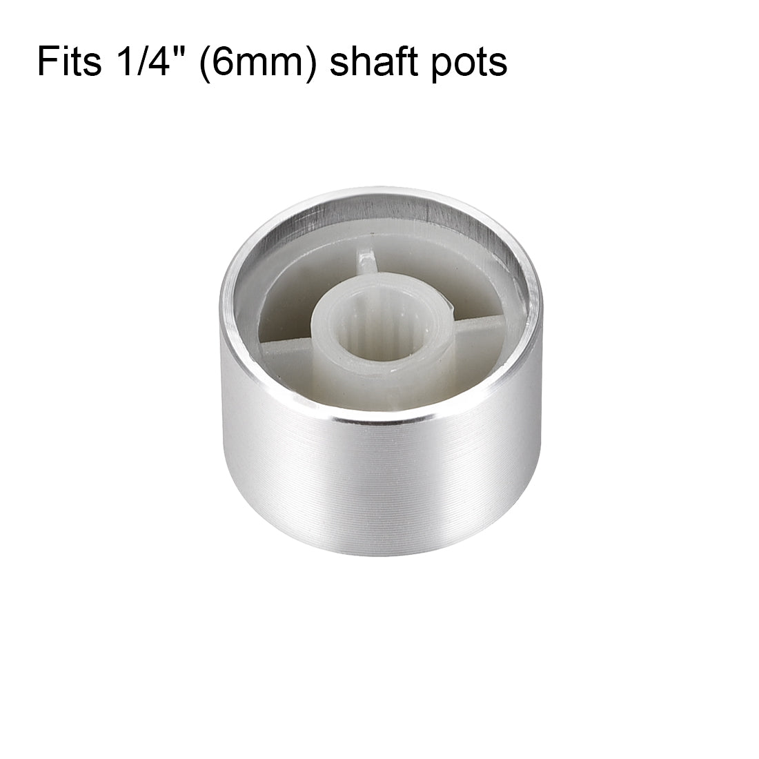 uxcell Uxcell 5pcs Potentiometer Knob Knurled Shaft Silver Tone Aluminum Smooth Surface Rotary Knob 20mmx13mm Volume Control Knob