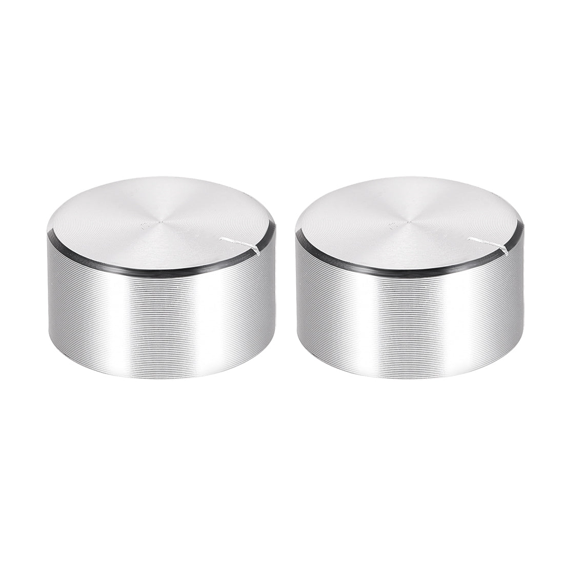 uxcell Uxcell 2pcs Potentiometer Knob Knurled Shaft Silver Tone Aluminum Smooth Surface Rotary Knob 25mmx13mm Volume Control Knob