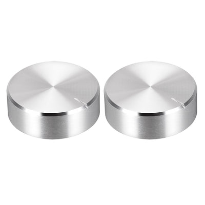 uxcell Uxcell 2pcs Potentiometer Knob Knurled Shaft Silver Tone Aluminum Smooth Surface Rotary Knob 30mmx10mm Volume Control Knob