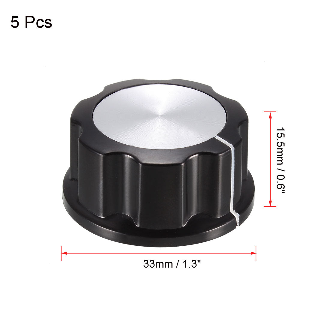 uxcell Uxcell 5Pcs Speaker Control Knob Power Amplifier Knob 33mm Dia. Rotary Knobs for 6mm Dia. Shaft Potentiometer