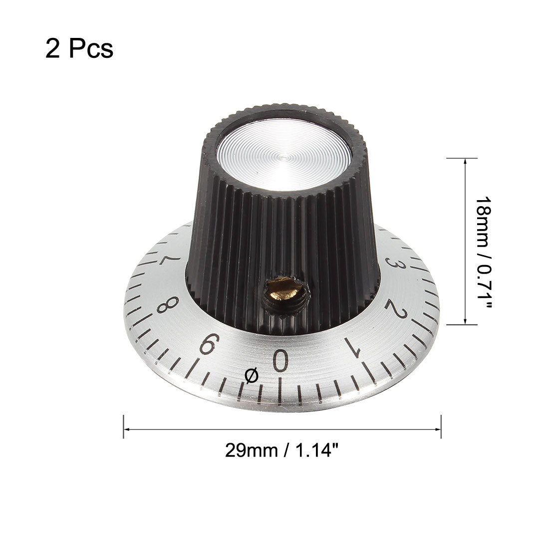 uxcell Uxcell 2Pcs Speaker Control Knob Power Amplifier Knob 29x18mm Digital Knob Cap for 6mm Dia. Shaft Potentiometer