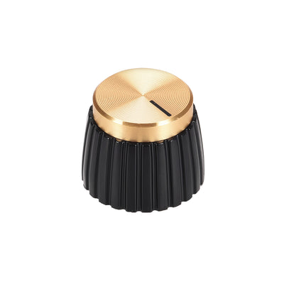 uxcell Uxcell Potentiometer Knob  Style Amplifier Replacement Knob Black with Gold Cap Volume Control Knob