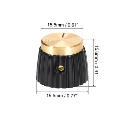Harfington Uxcell 2pcs Potentiometer Knob  Style Amplifier Replacement Knob Black with Gold Cap Volume Control Knob