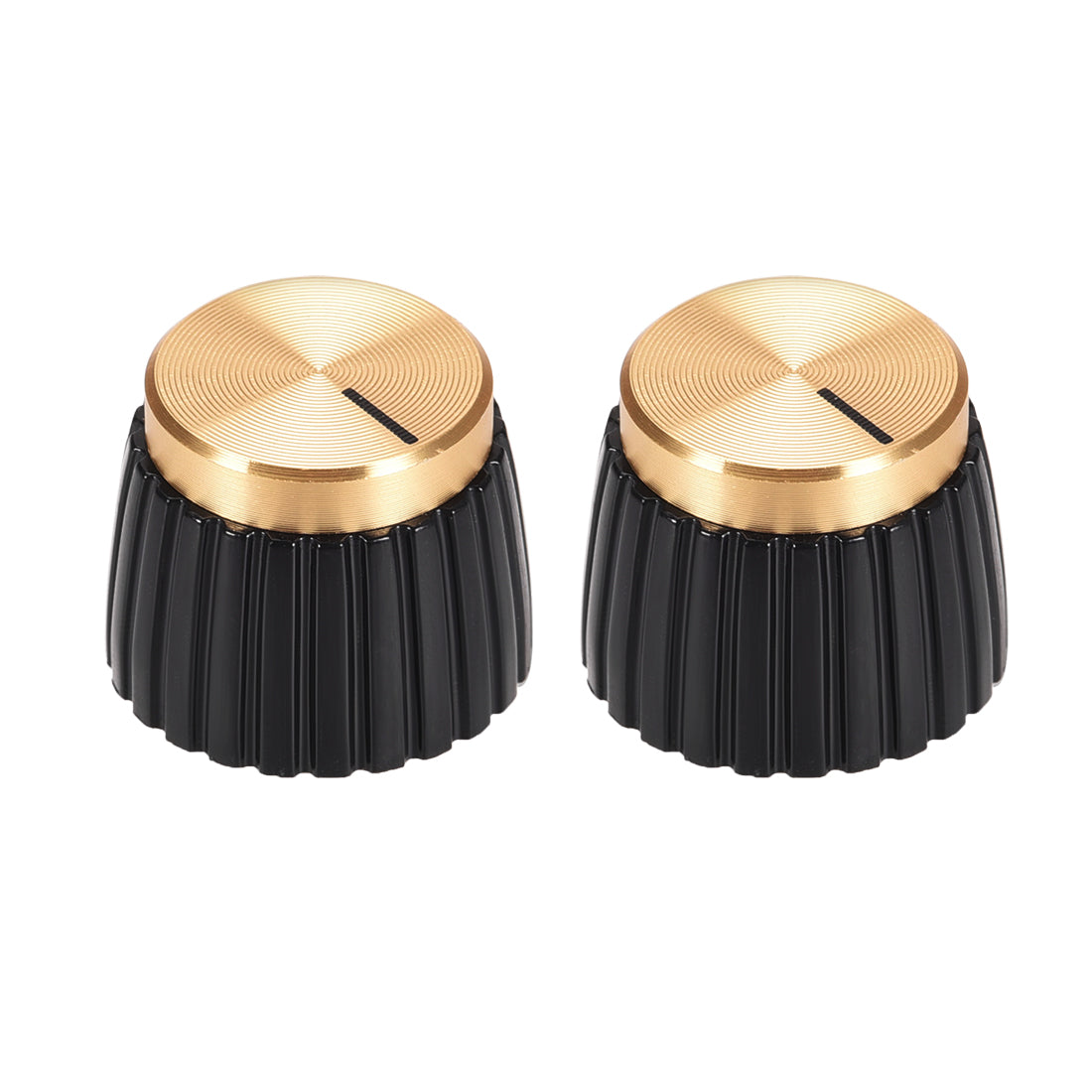 uxcell Uxcell 2pcs Potentiometer Knob  Style Amplifier Replacement Knob Black with Gold Cap Volume Control Knob
