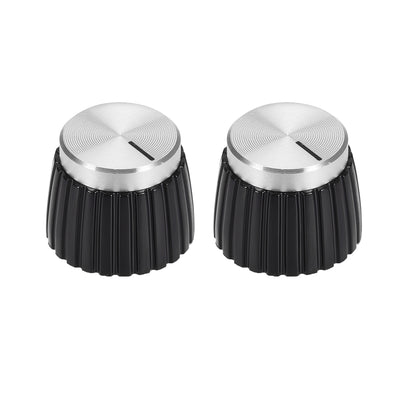 uxcell Uxcell 2pcs Potentiometer Knob  Style Amplifier Replacement Knob Black with Silver Tone Cap Volume Control Knob