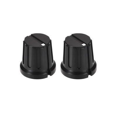 uxcell Uxcell 2pcs Volume Control Knobs with Screw Amplifier Replacement Knob Black Potentiometer Knobs