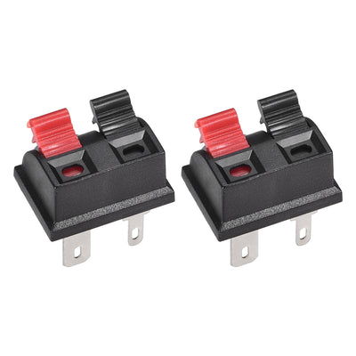 uxcell Uxcell 2 Ways Spring Speaker Terminal Clip Push Release Connector Audio Cable Terminals Strip Block Black Red WP2-203 2Pcs