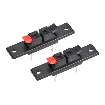 uxcell Uxcell 2 Ways Spring Speaker Terminal Clip Push Release Connector Audio Cable Terminals Strip Block Black Red WP2-35 2Pcs