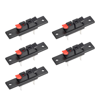 Harfington Uxcell 2 Ways Spring Speaker Terminal Clip Push Release Connector Audio Cable Terminals Strip Block Black Red WP2-35 5Pcs