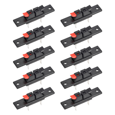 Harfington Uxcell 2 Ways Spring Speaker Terminal Clip Push Release Connector Audio Cable Terminals Strip Block Black Red WP2-35 10Pcs