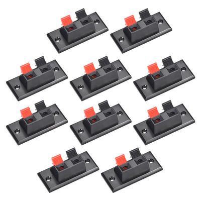 uxcell Uxcell 2 Ways Spring Speaker Terminal Clip Push Release Connector Audio Cable Terminals Strip Block Black Red WP2-3 10Pcs