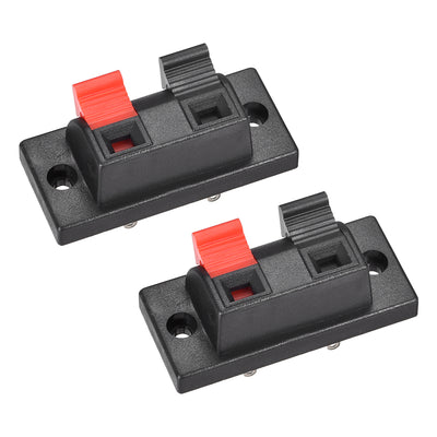 Harfington Uxcell 2 Ways Spring Speaker Terminal Clip Push Release Connector Audio Cable Terminals Strip Block Black Red WP2-10 2Pcs