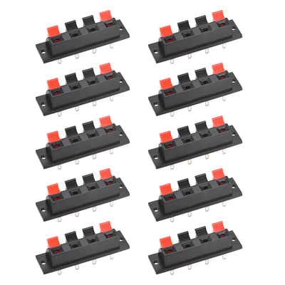 uxcell Uxcell 4 Ways Spring Speaker Terminal Clip Push Release Connector Audio Cable Terminals Strip Block Black Red WP4-7 10Pcs