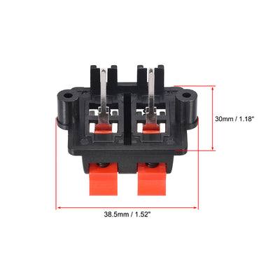 Harfington Uxcell 4 Ways Spring Speaker Terminal Clip Push Release Connector Audio Cable Terminals Strip Block Black Red WP4-03 2Pcs