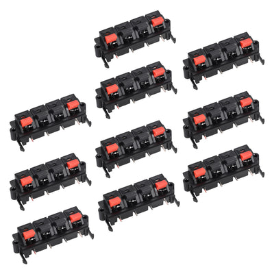 Harfington Uxcell 4 Ways Spring Speaker Terminal Clip Push Release Connector Audio Cable Terminals Strip Block Black Red WP4-19 10Pcs